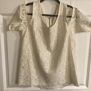 New York & Company peek-a-boo sequined blouse